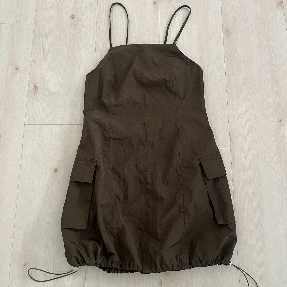 Superdown Army Green Windbreaker Style Fabric Summer Dress Size Small